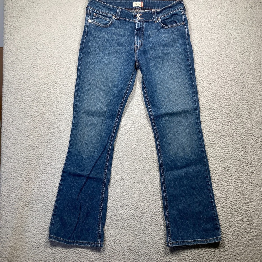 Levis Jeans Womens 10 Medium Blue Distressed Mid Rise‎ Straight Western Denim